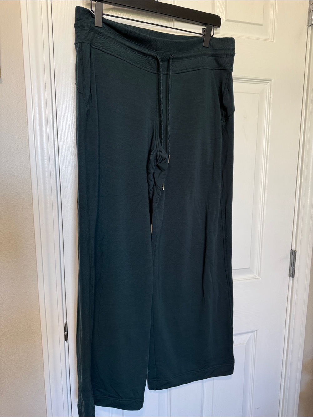 Athleta Wide Leg Drawstring Lounge sweatpants Pants in Deep Teal Sz L pet EUC
